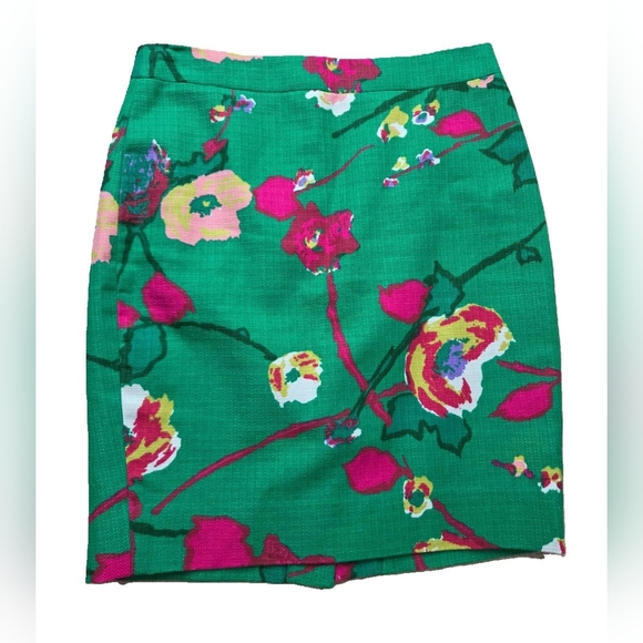NWOT J. Crew Green Floral Mini Skirt size  00 Petite - Picture 4 of 10